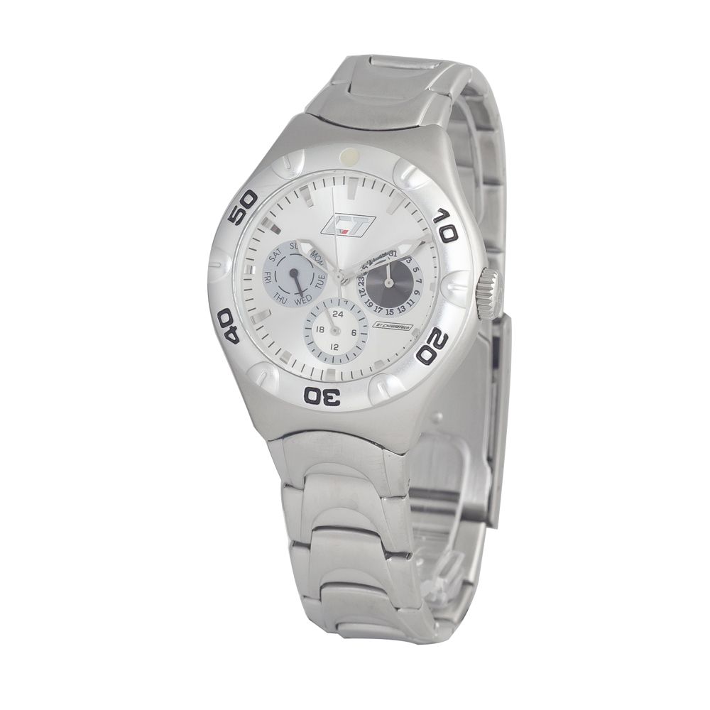 Chronotech Silberne Edelstahl-Armbanduhr