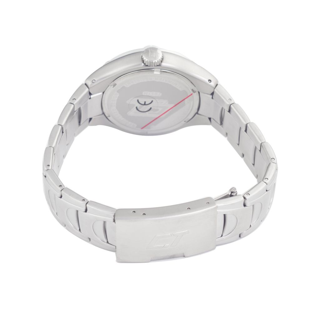 Chronotech Silberne Edelstahl-Armbanduhr