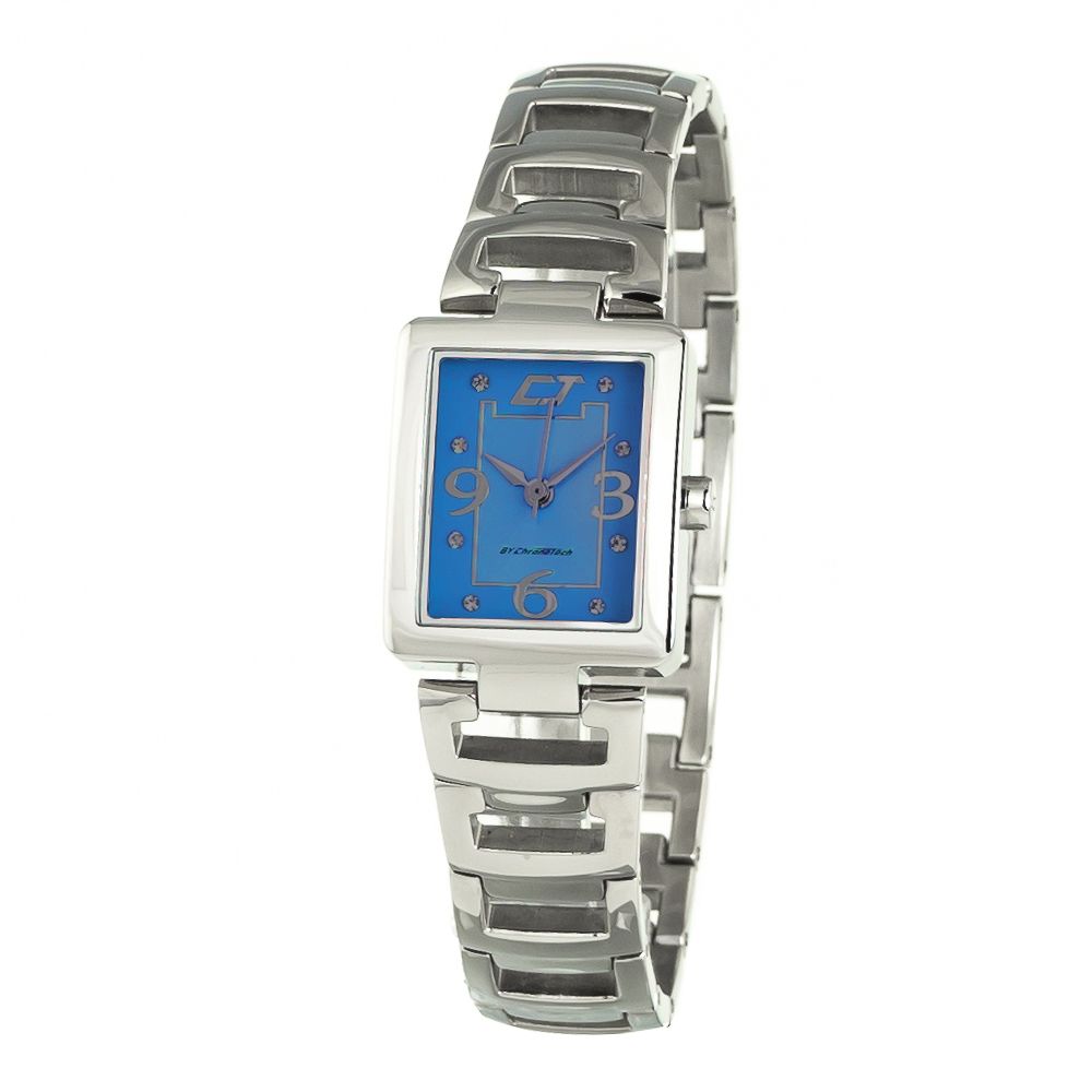 Chronotech Silberne Edelstahl-Armbanduhr