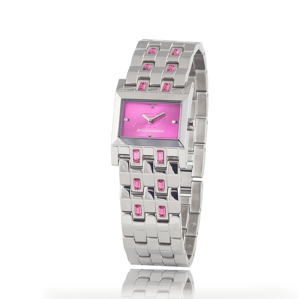 Chronotech Silberne Edelstahl-Armbanduhr