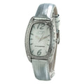 Chronotech Silberne Leder-Armbanduhr