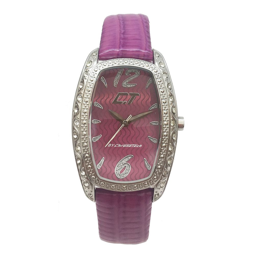 Chronotech Lila Leder-Kleidungsuhr