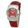 Chronotech Rote Leder-Kleid-Uhr