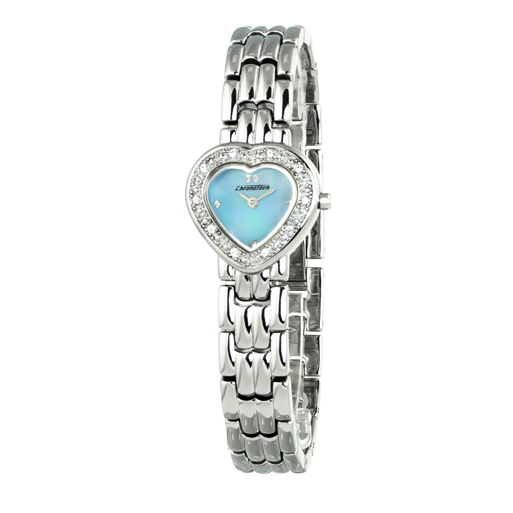 Chronotech Silberne Edelstahl-Armbanduhr