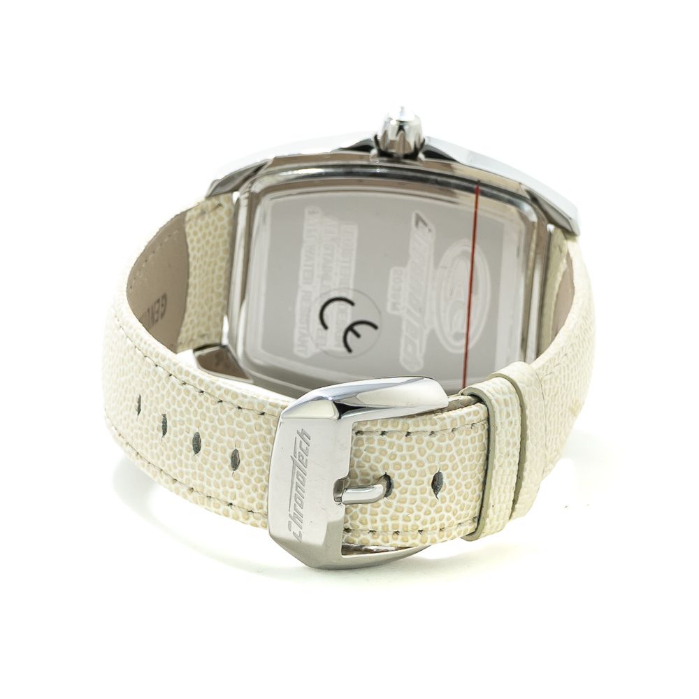 Chronotech Weiße Leder-Kleidungsuhr