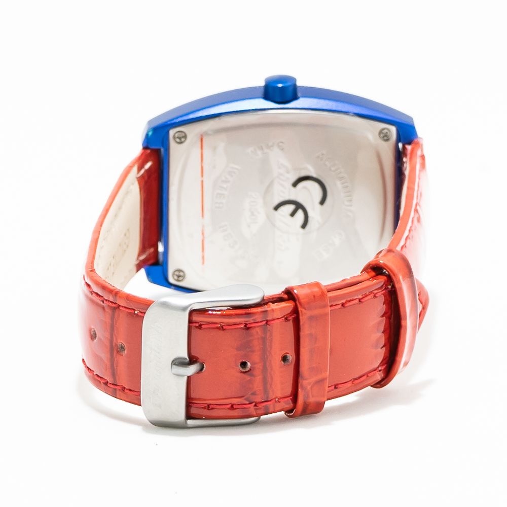 Chronotech Rote Leder-Kleid-Uhr