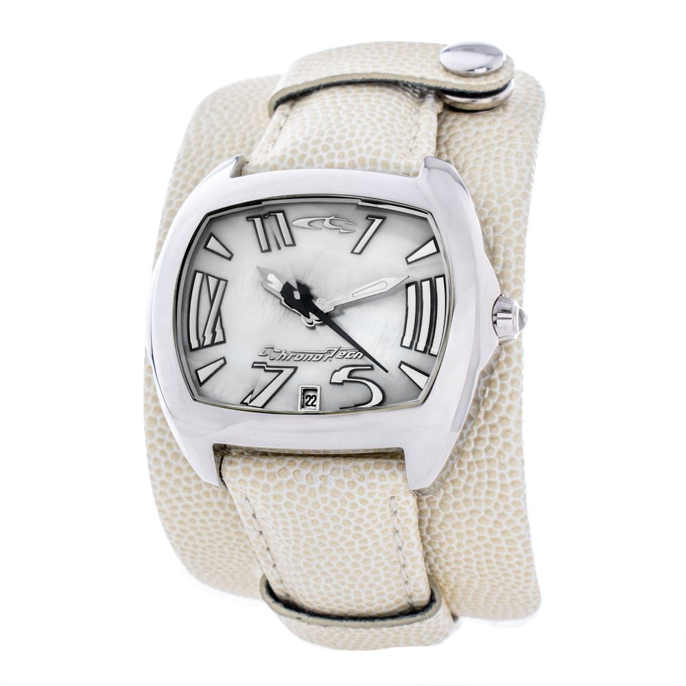 Chronotech Beigefarbene Lederarmbanduhr