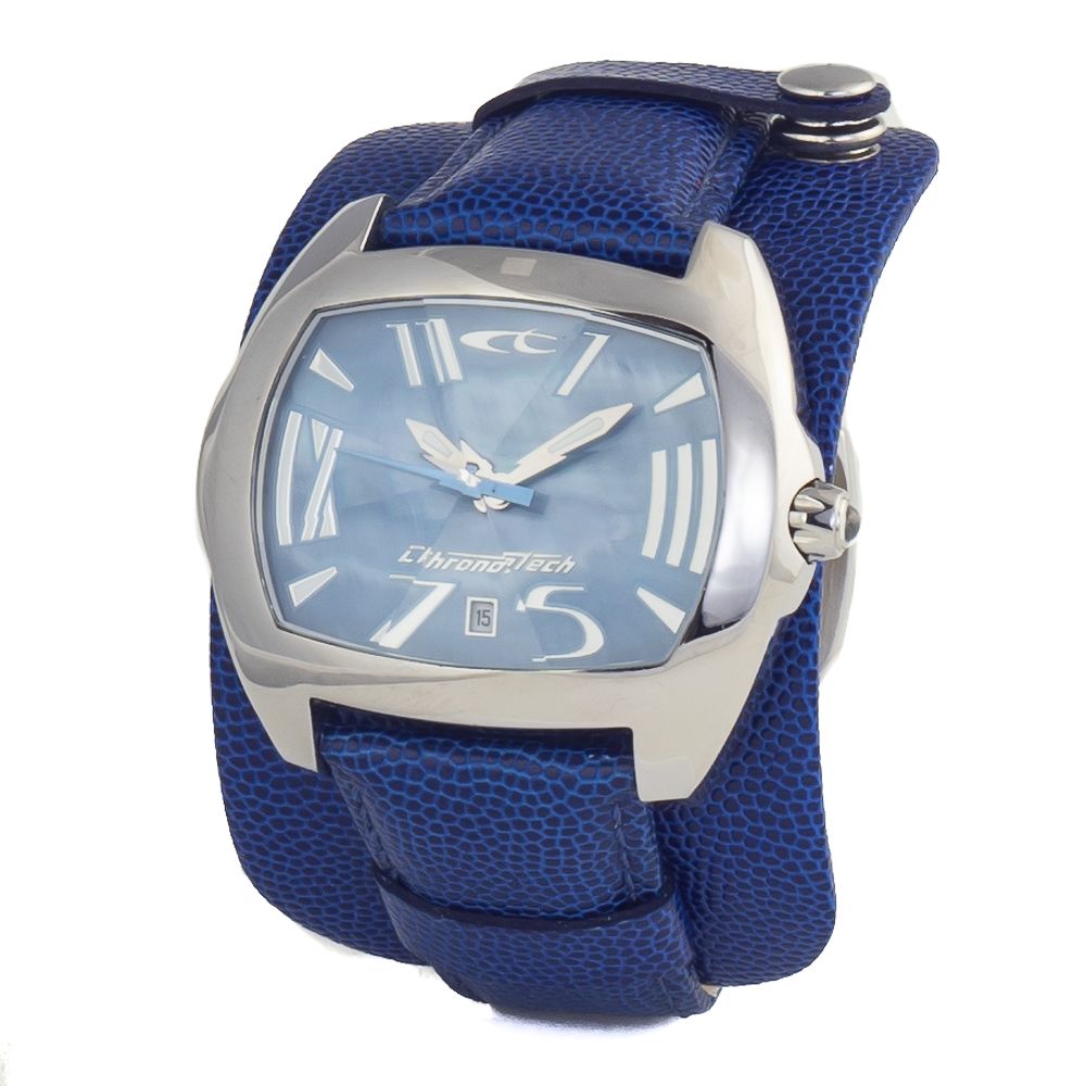 Chronotech Silberne Edelstahl-Armbanduhr
