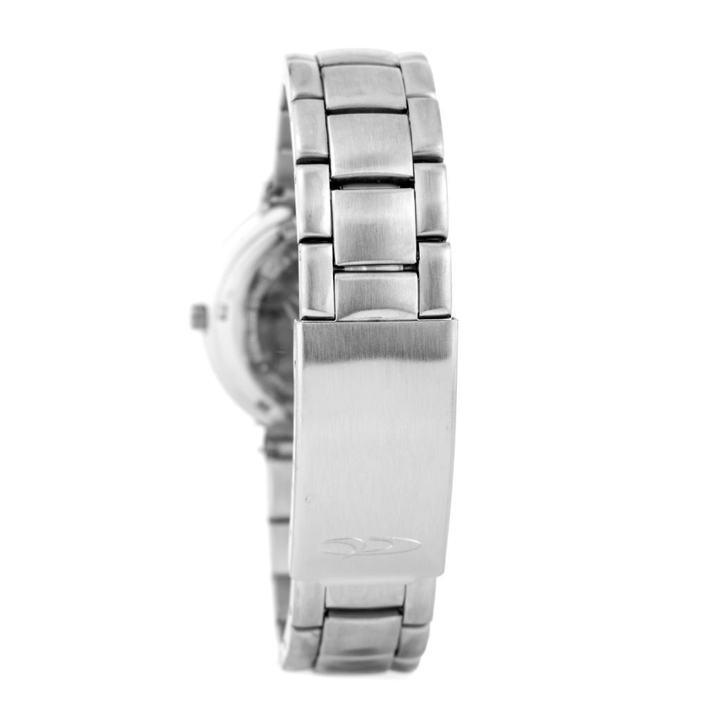 Chronotech Silberne Edelstahl-Armbanduhr