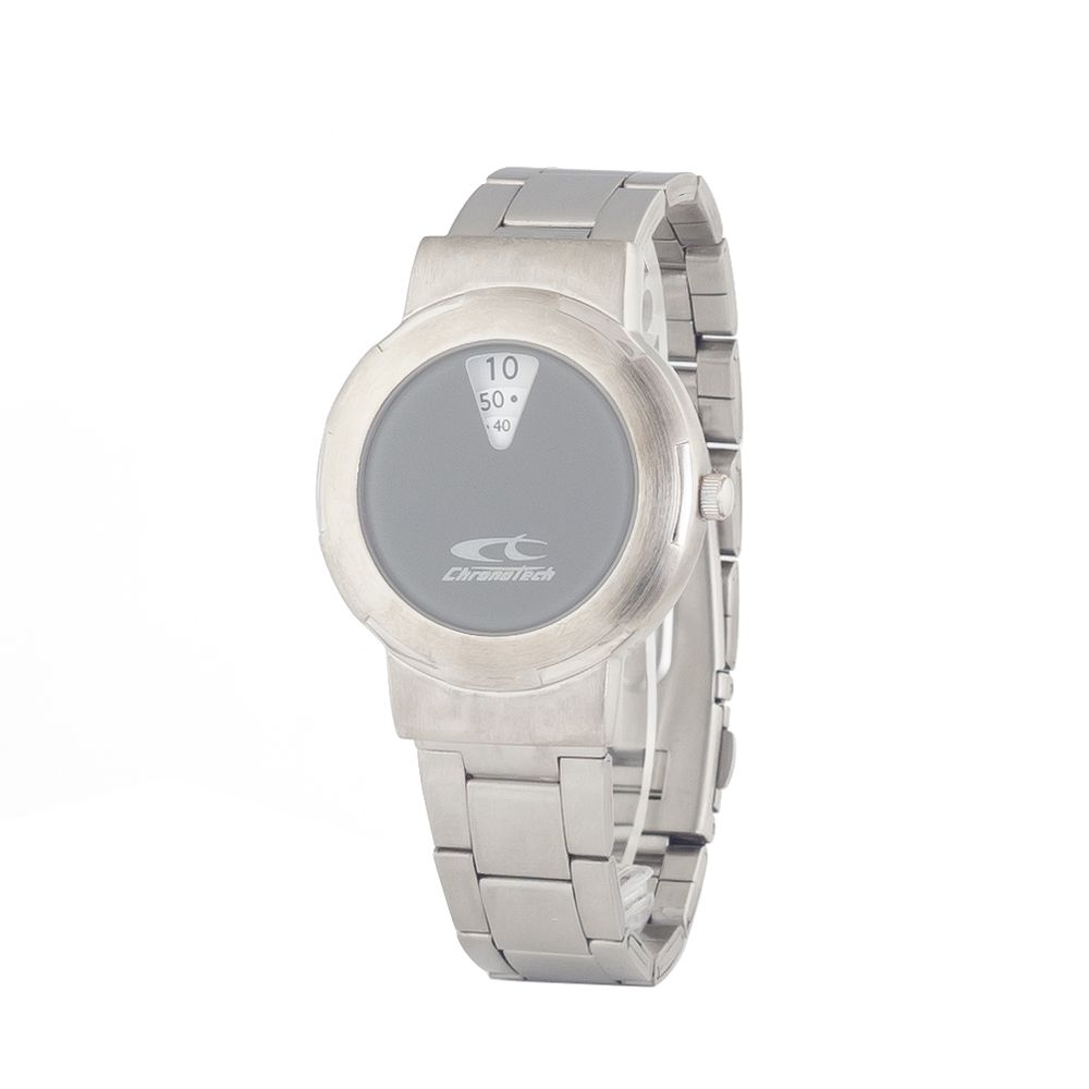 Chronotech Silberne Edelstahl-Armbanduhr