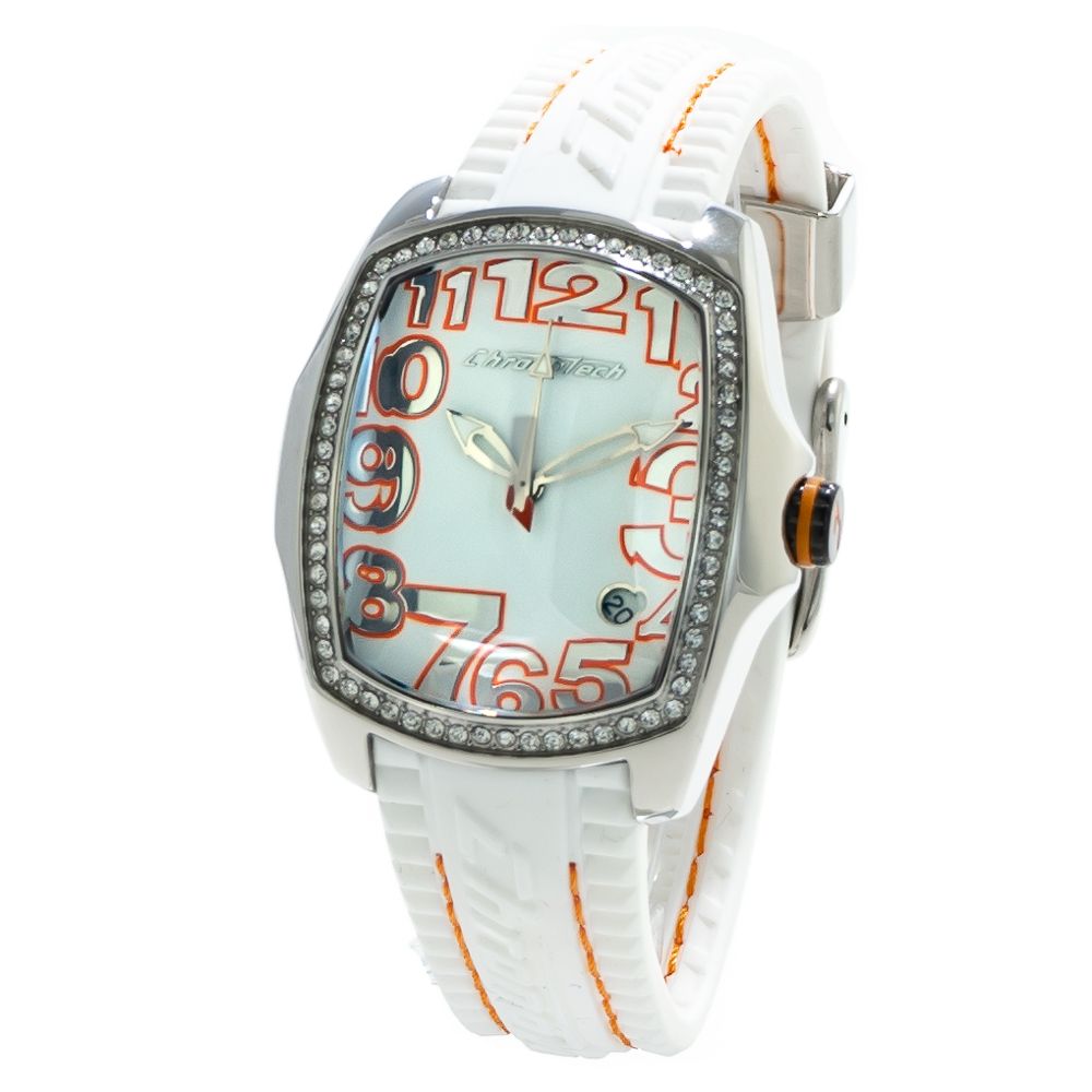 Chronotech Weiße Gummikleidungsuhr