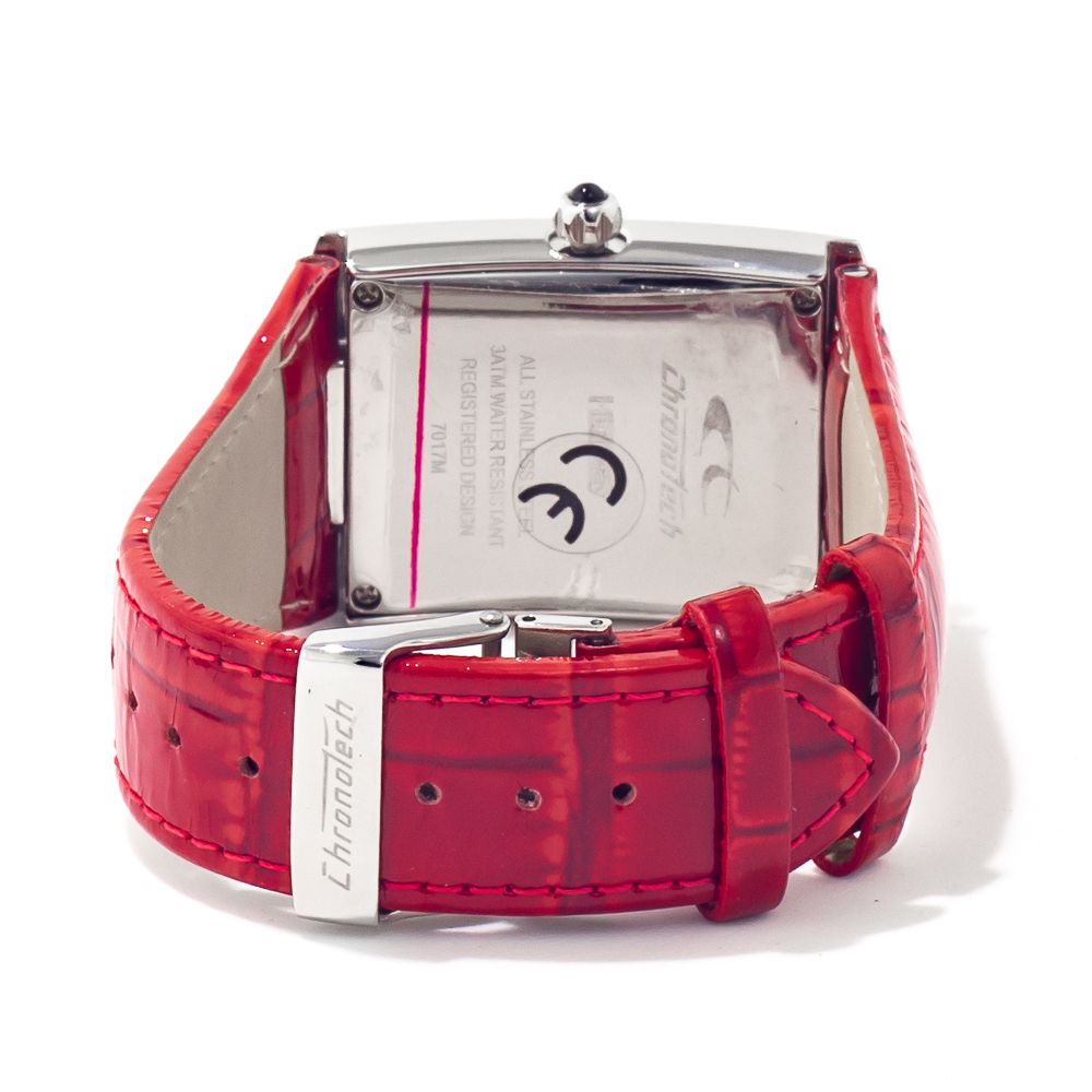 Chronotech Rote Leder-Kleid-Uhr