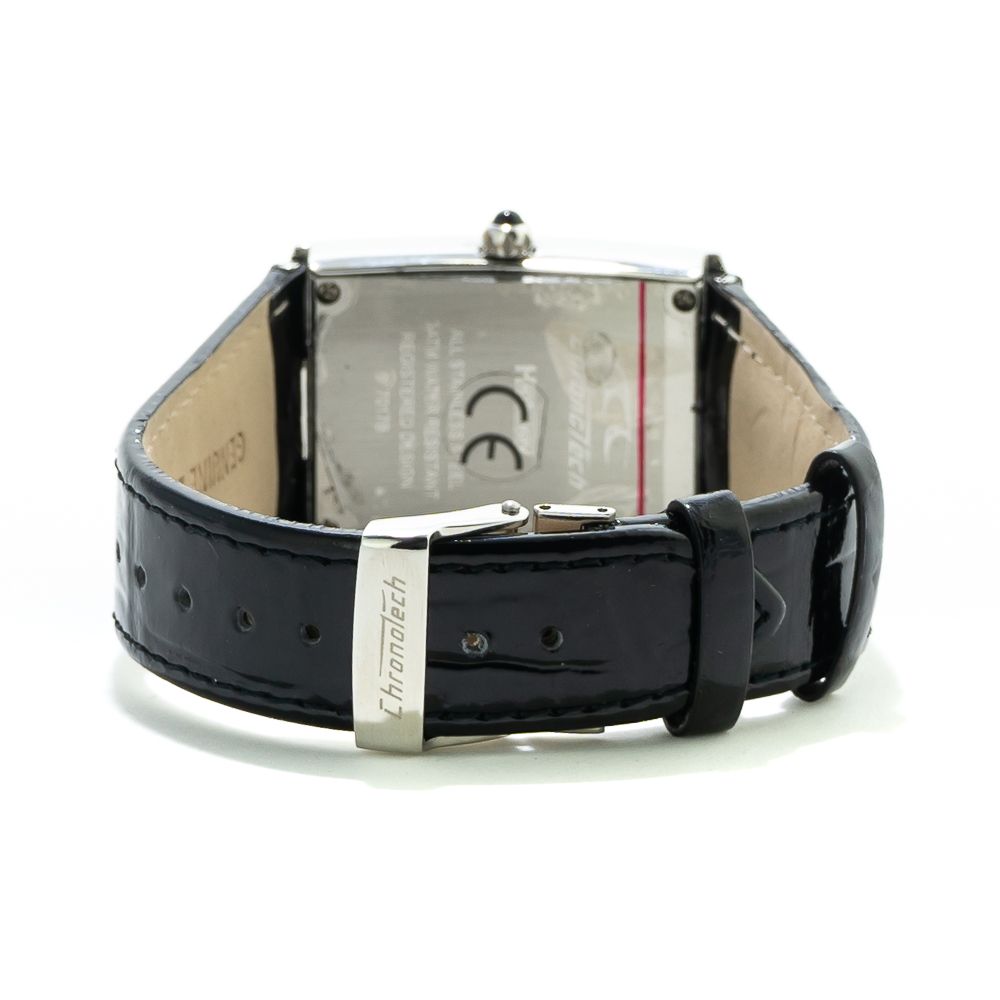 Chronotech Schwarze Leder-Kleidungsuhr