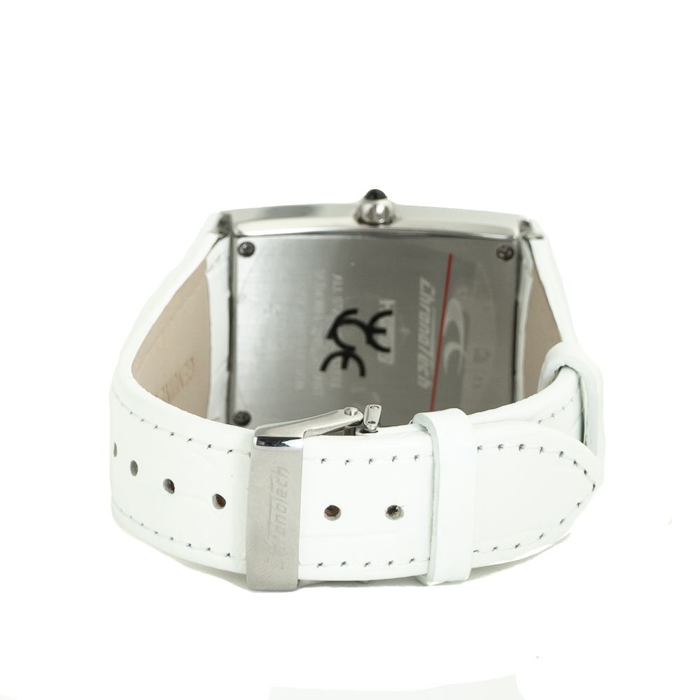 Chronotech Elegante weiße Leder-Armbanduhr