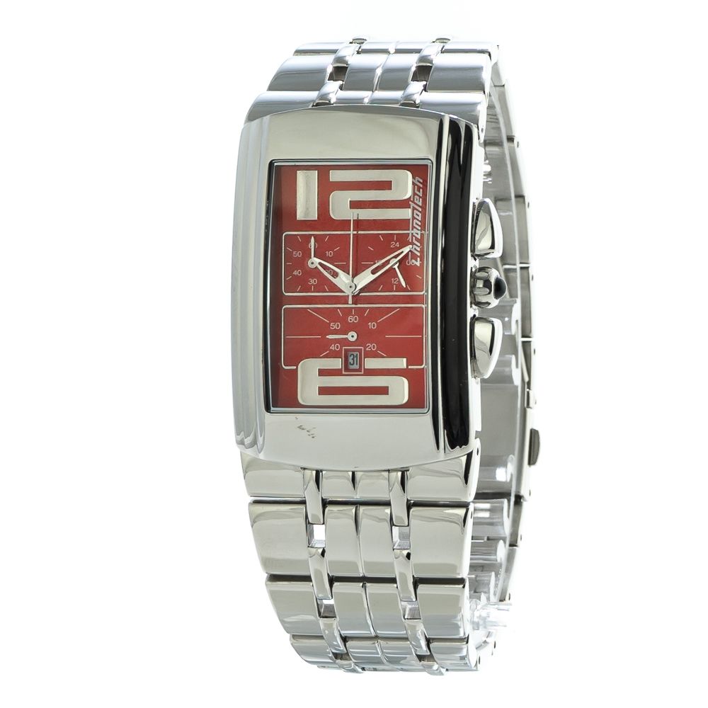 Chronotech Silberne Edelstahl-Armbanduhr