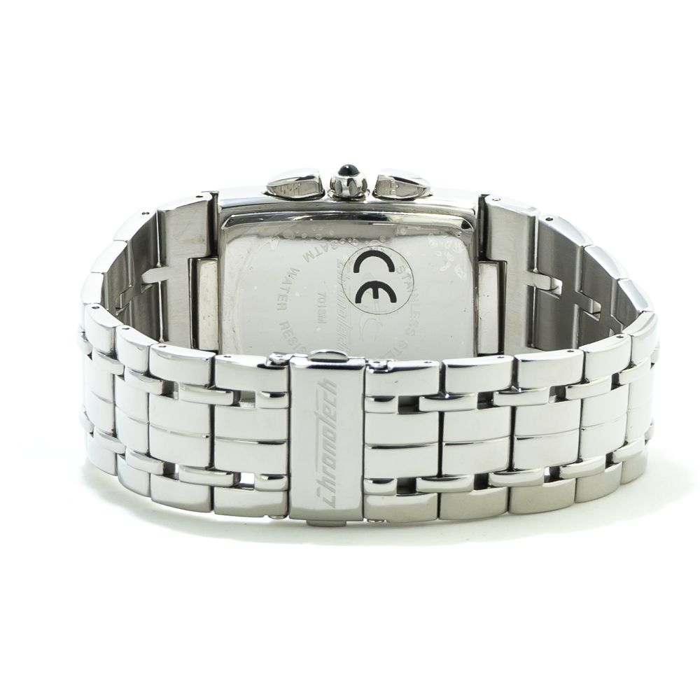 Chronotech Silberne Edelstahl-Armbanduhr