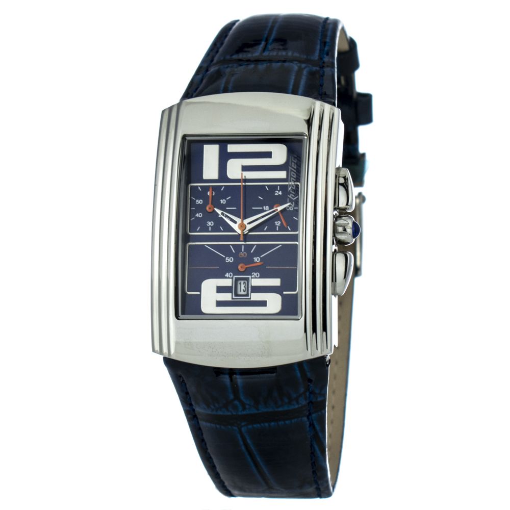 Chronotech Blaue Leder-Armbanduhr