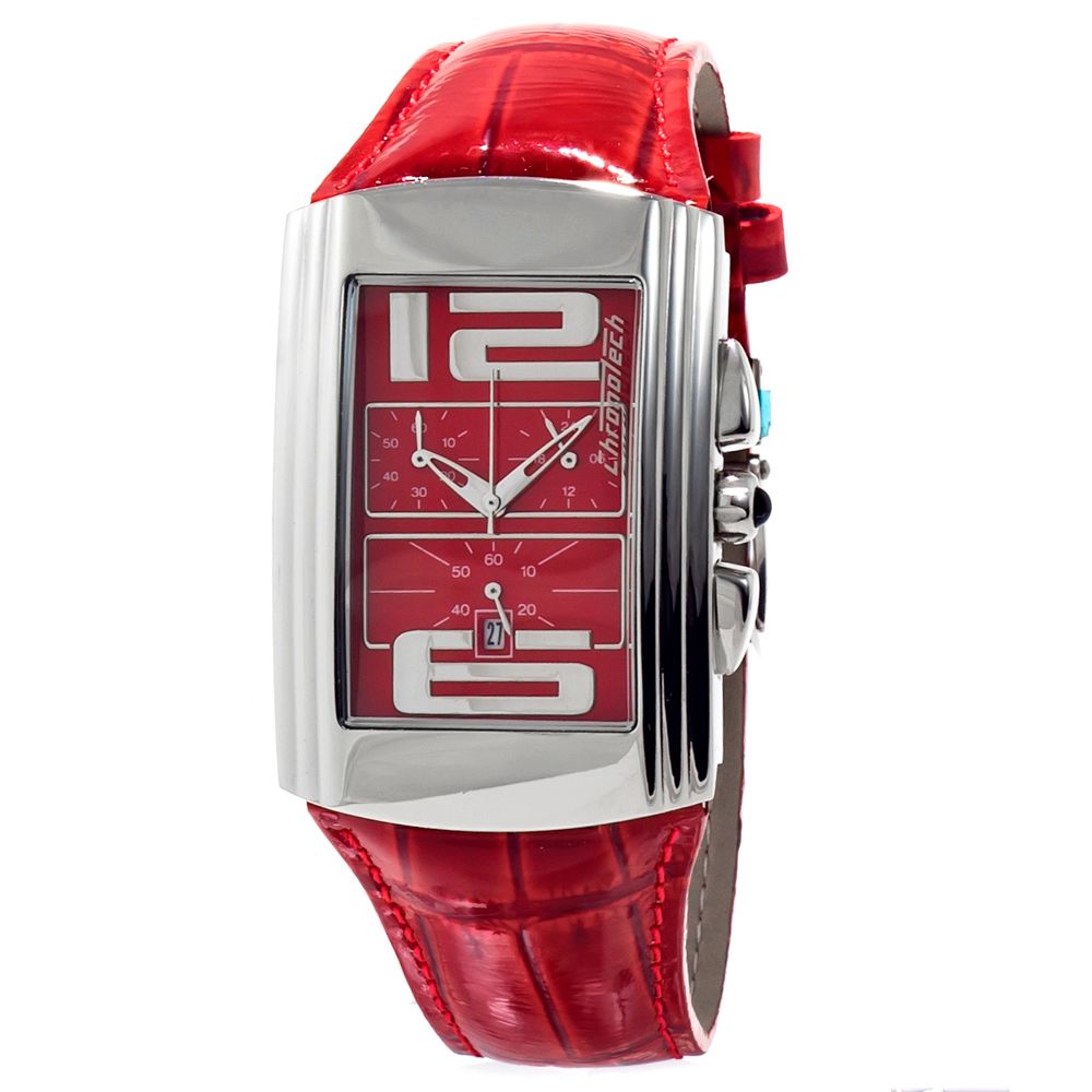 Chronotech Rote Leder-Armbanduhr