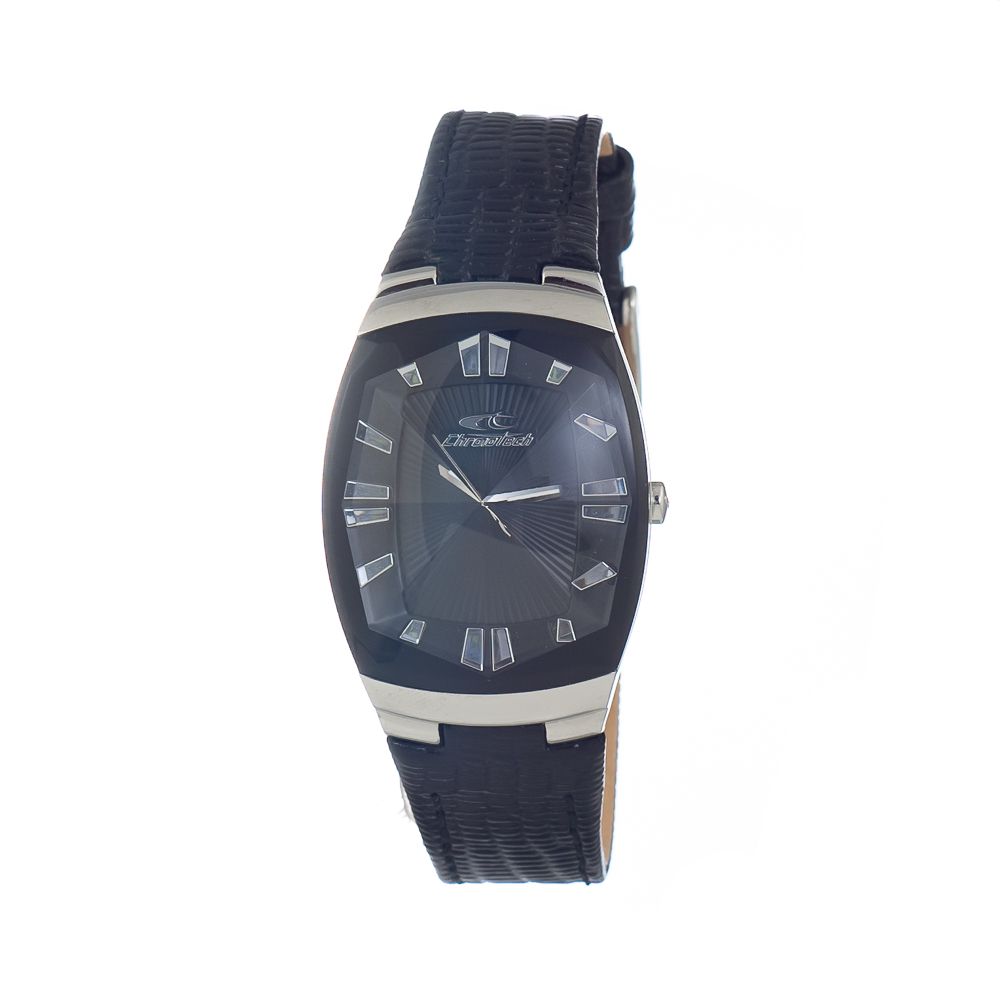 Chronotech Schwarze Leder-Kleidungsuhr