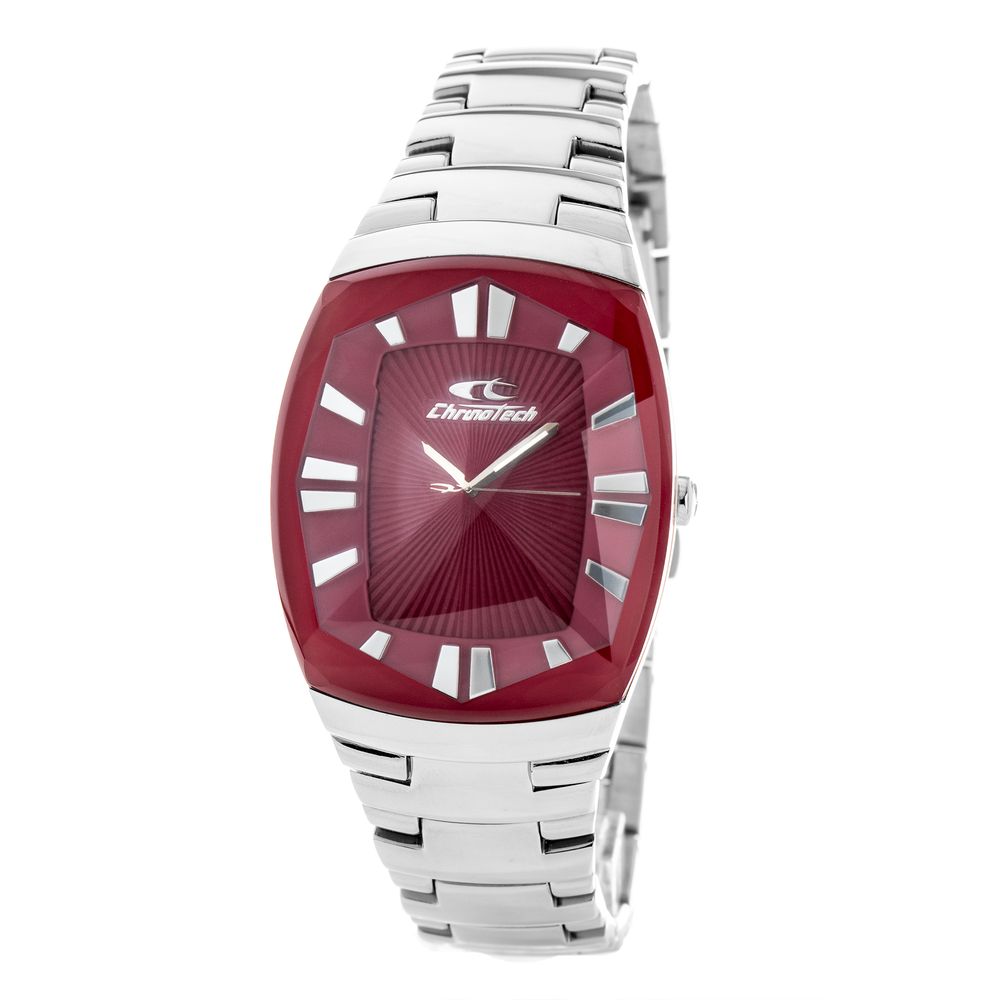 Chronotech Silberne Edelstahl-Armbanduhr