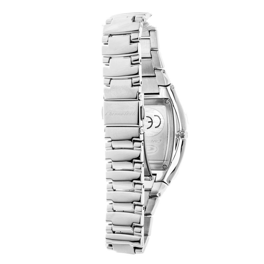 Chronotech Silberne Edelstahl-Armbanduhr