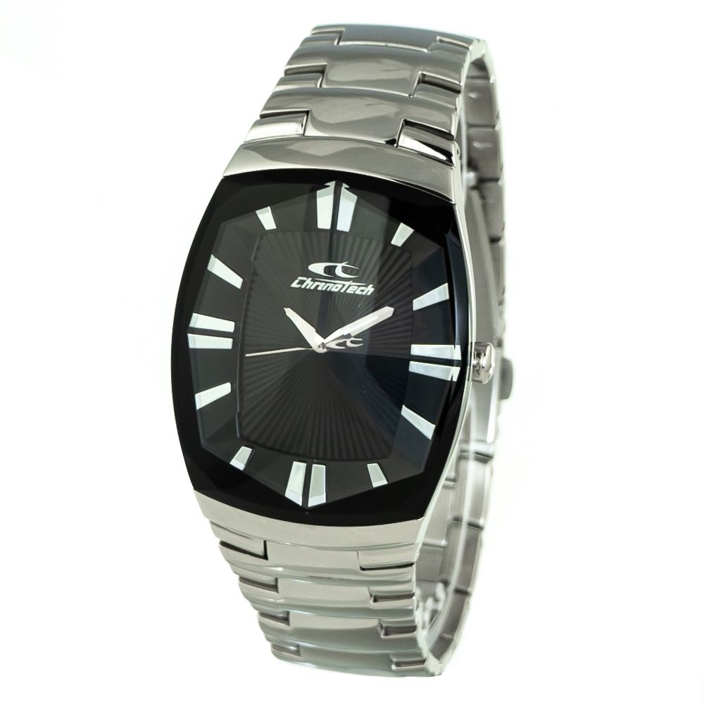 Chronotech Silberne Armbanduhr aus Edelstahl