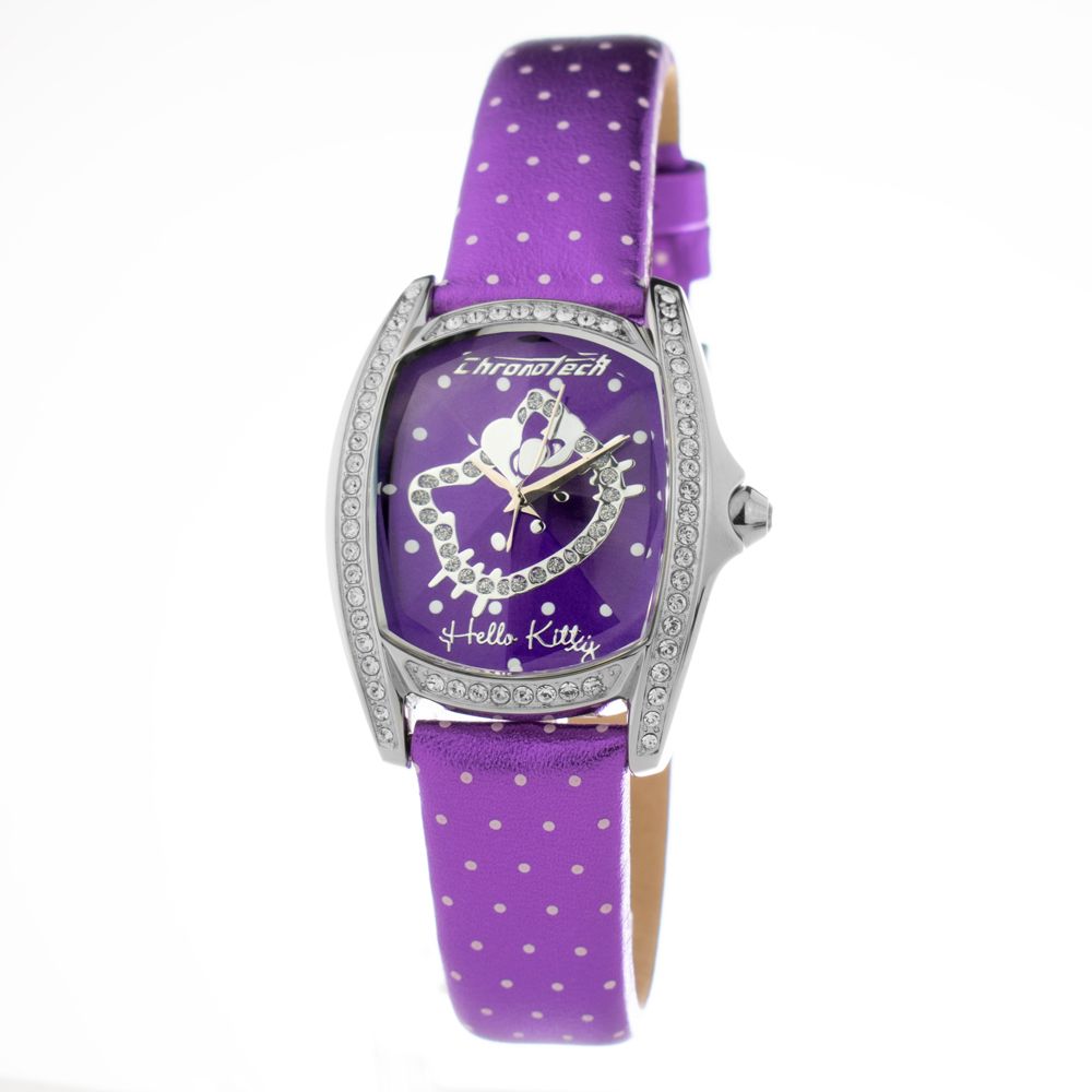 Chronotech Lila Leder-Kleidungsuhr