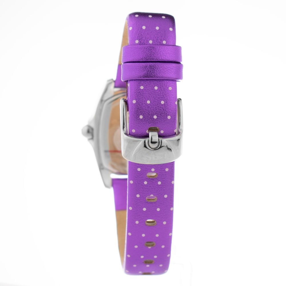 Chronotech Lila Leder-Kleidungsuhr