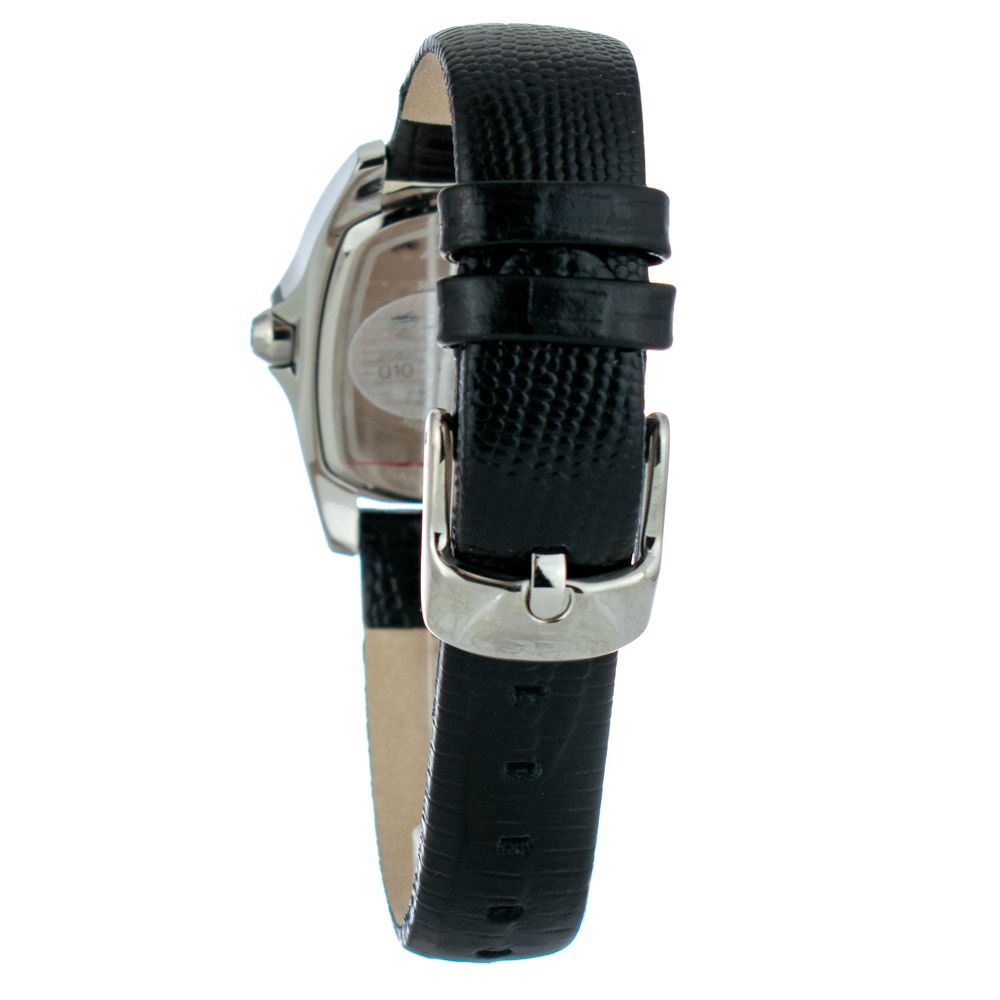Chronotech Schwarze Leder-Kleidungsuhr
