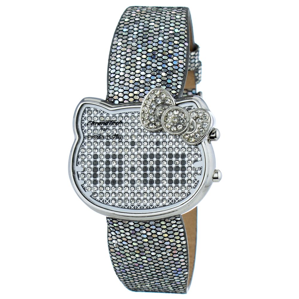 Chronotech Silberne Leder-Kleidungsuhr