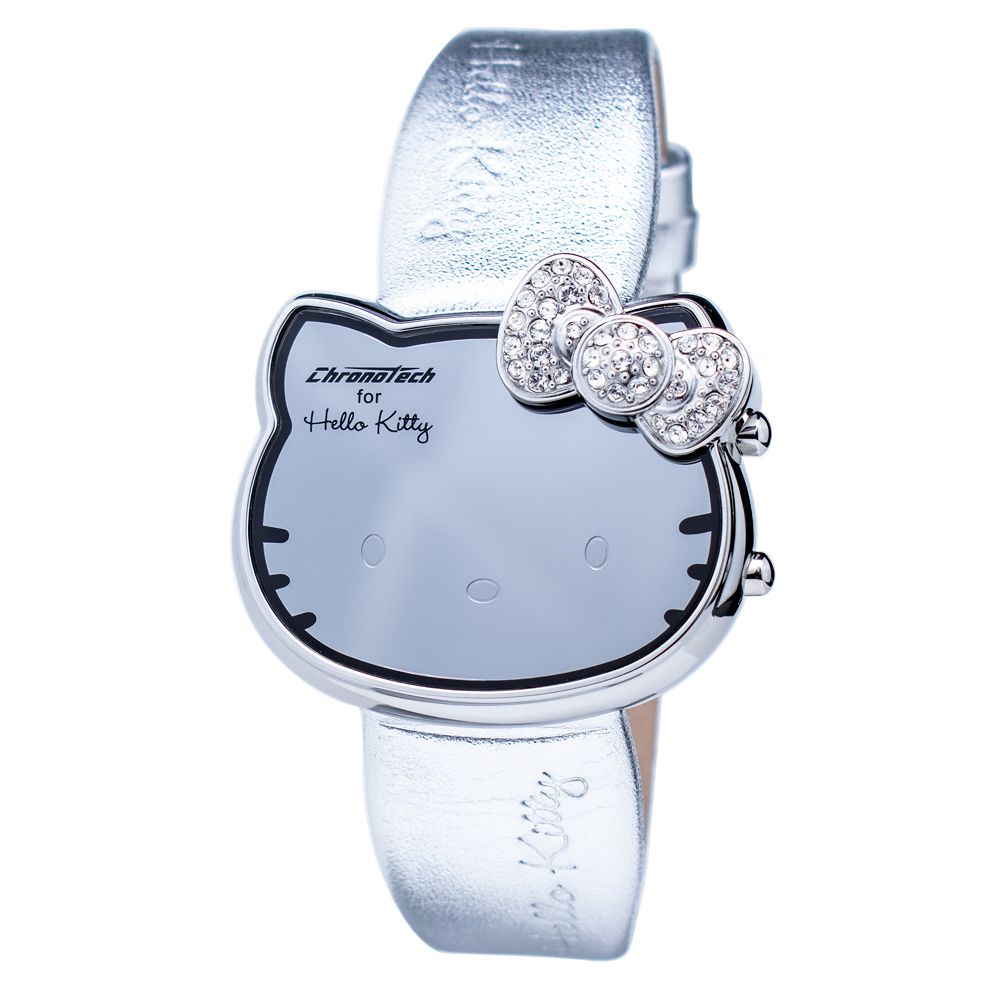 Chronotech Silberne Digitaluhr aus Leder