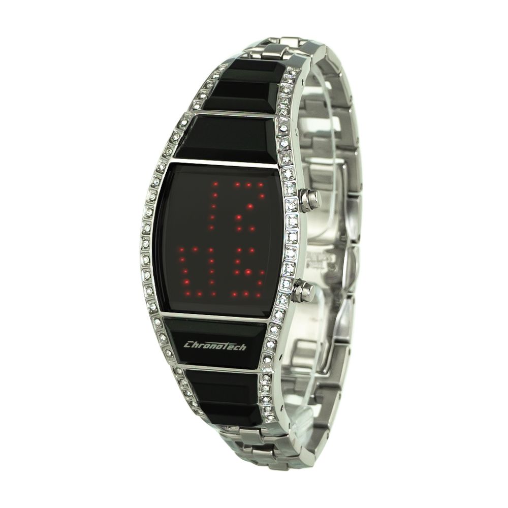 Chronotech Digitale Armbanduhr aus silbernem Edelstahl
