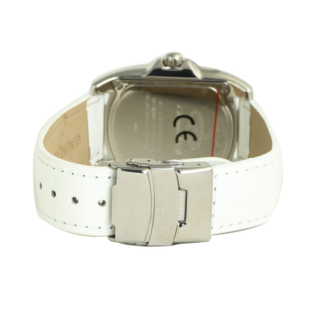 Chronotech Elegante Leder-Armbanduhr in Weiß