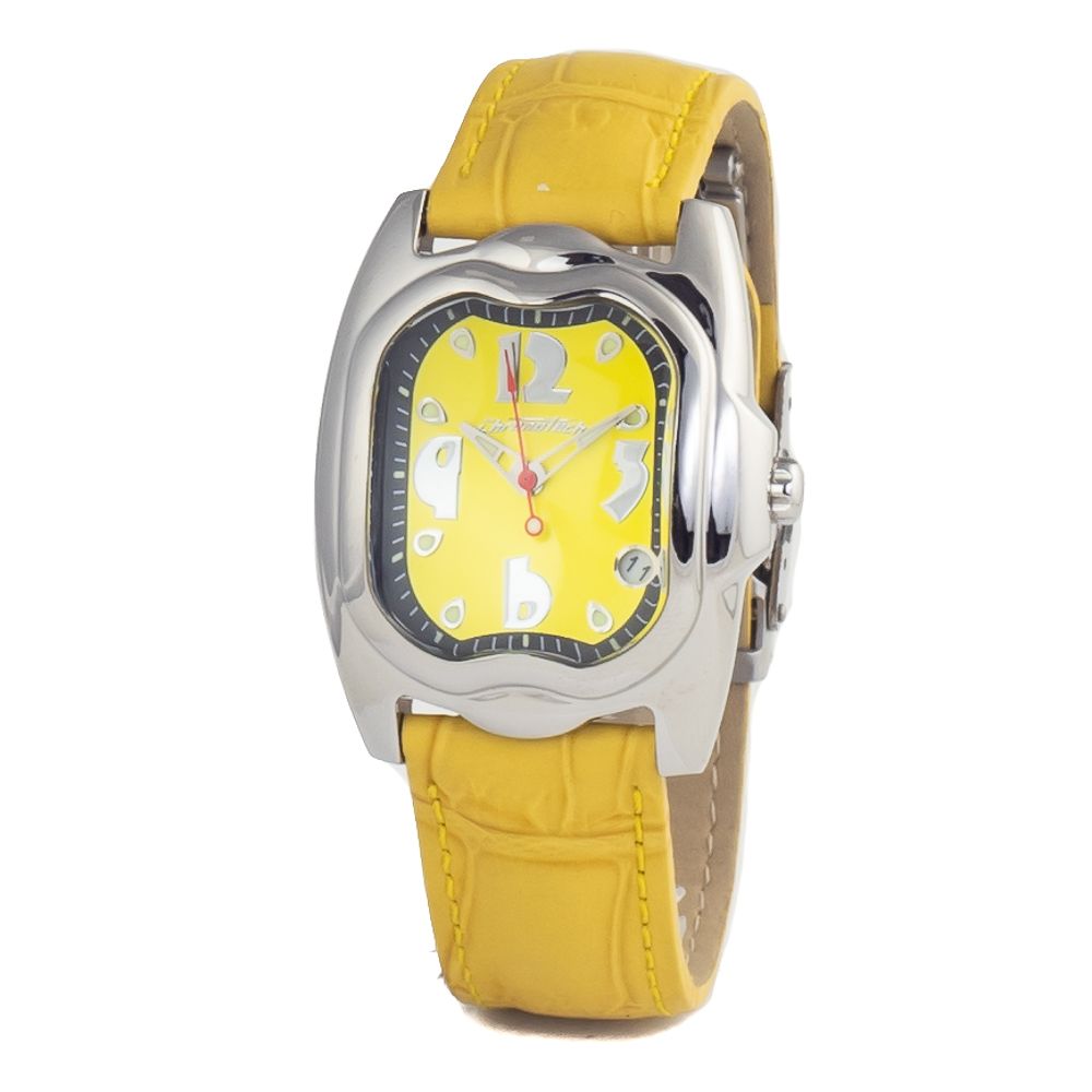 Chronotech Gelbe Leder-Kleidungsuhr