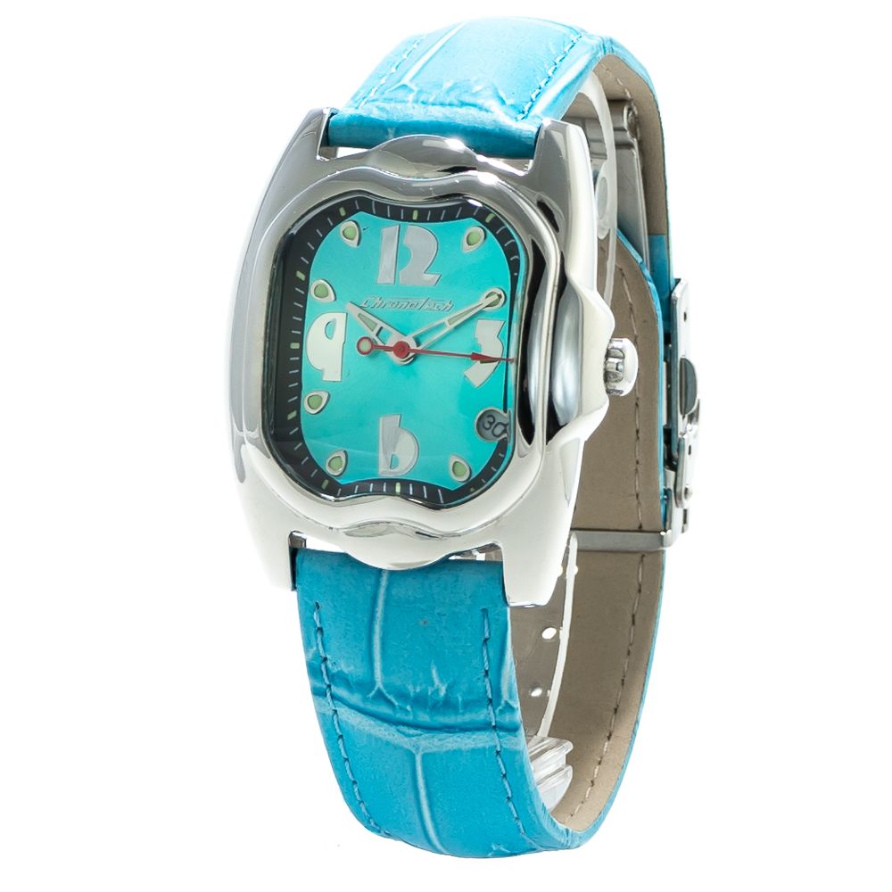 Chronotech Blaue Leder-Kleidungsuhr