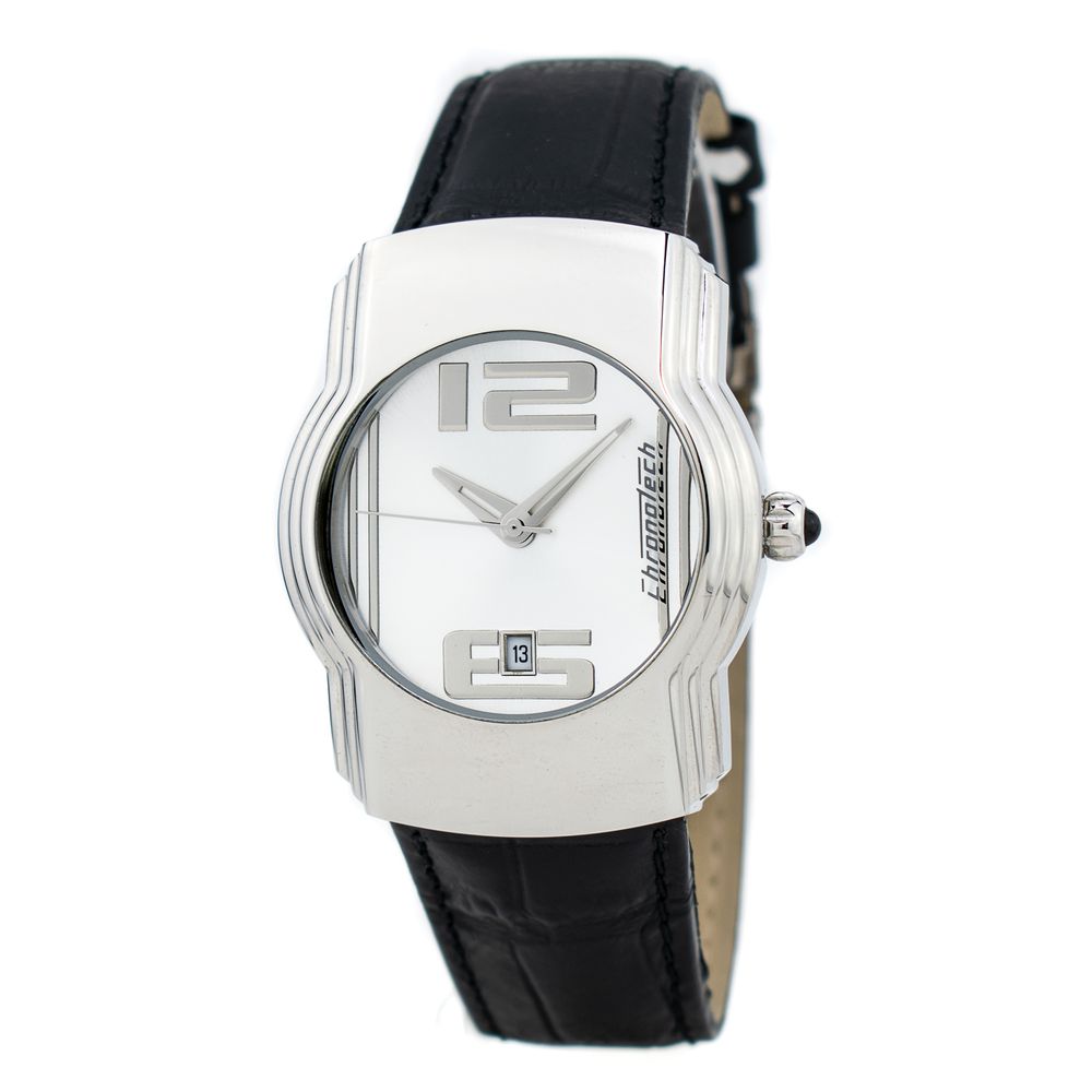 Chronotech Schwarze Leder-Cocktailuhr