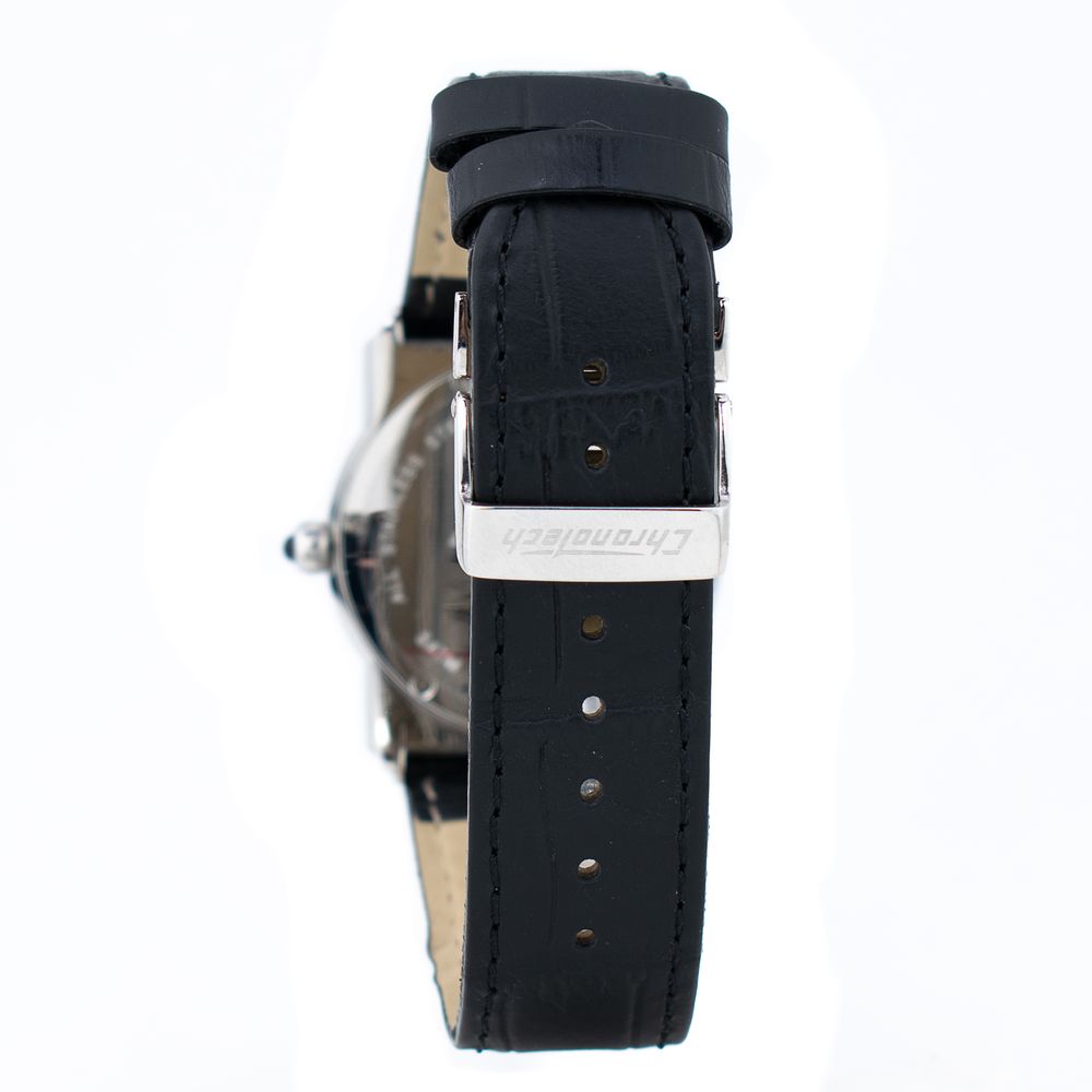 Chronotech Schwarze Leder-Cocktailuhr