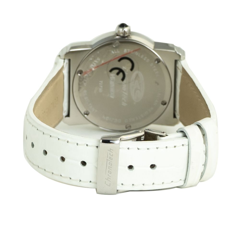 Chronotech Weißes Lederarmband-Uhr