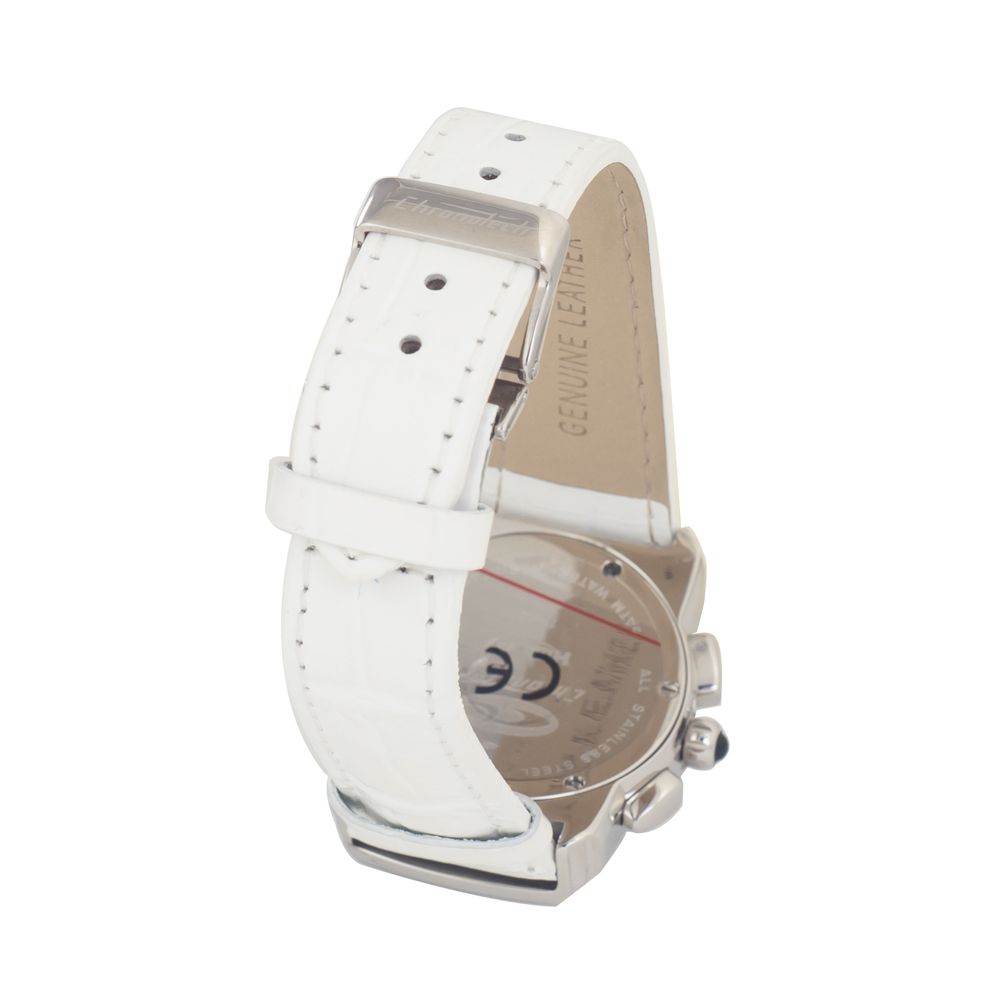 Chronotech Elegante Leder-Armbanduhr in Weiß