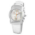 Chronotech Elegante weiße Leder-Armbanduhr