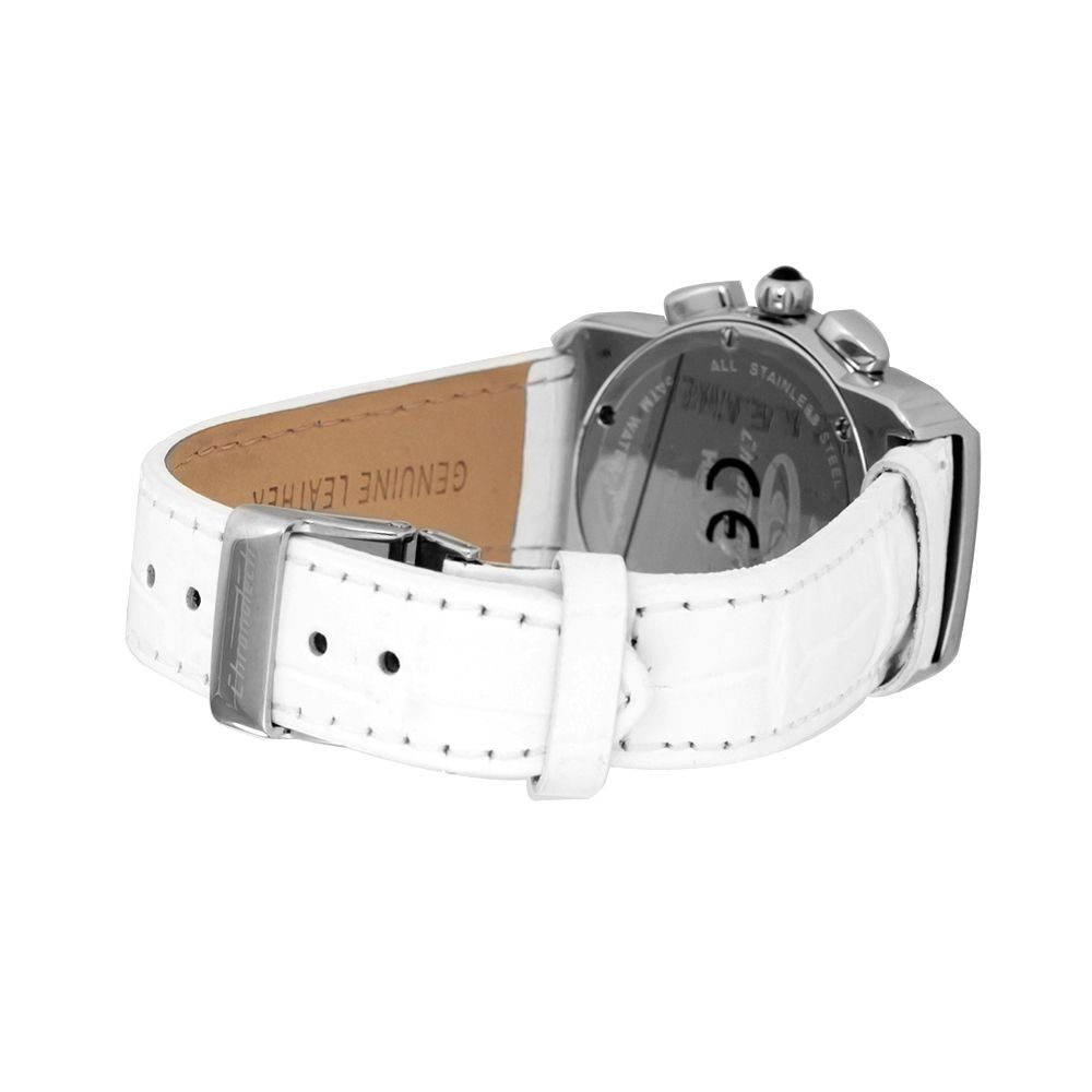 Chronotech Elegante weiße Leder-Armbanduhr