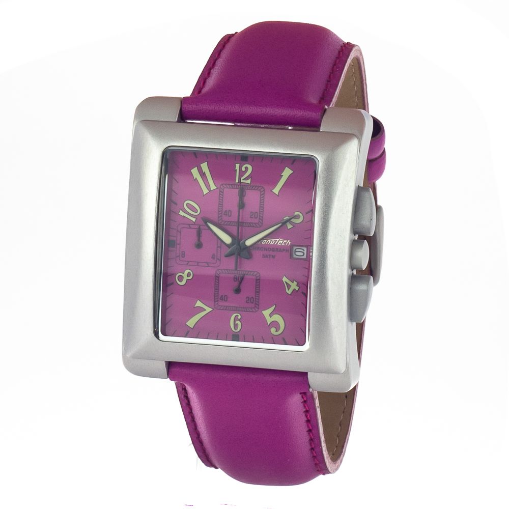 Chronotech Lila Leder-Kleidungsuhr