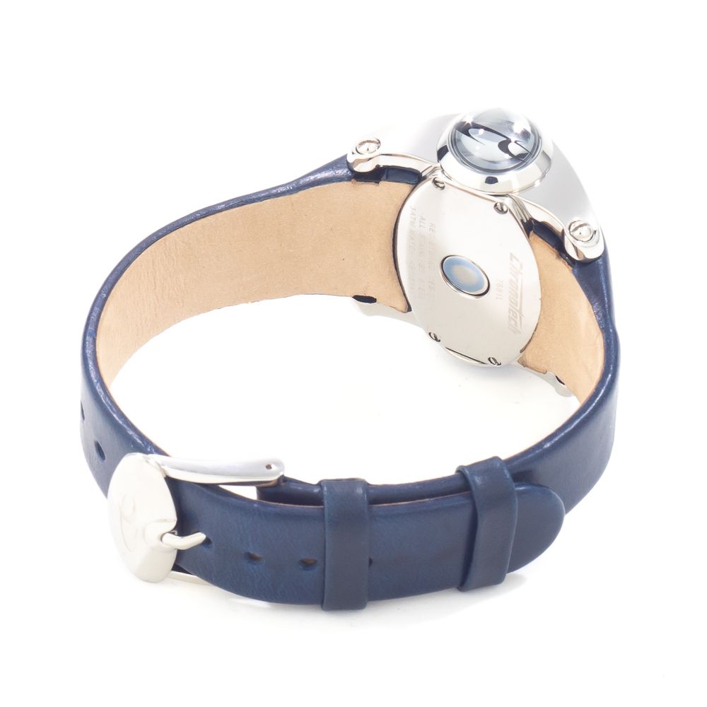 Chronotech Blaue Leder-Dress-Uhr