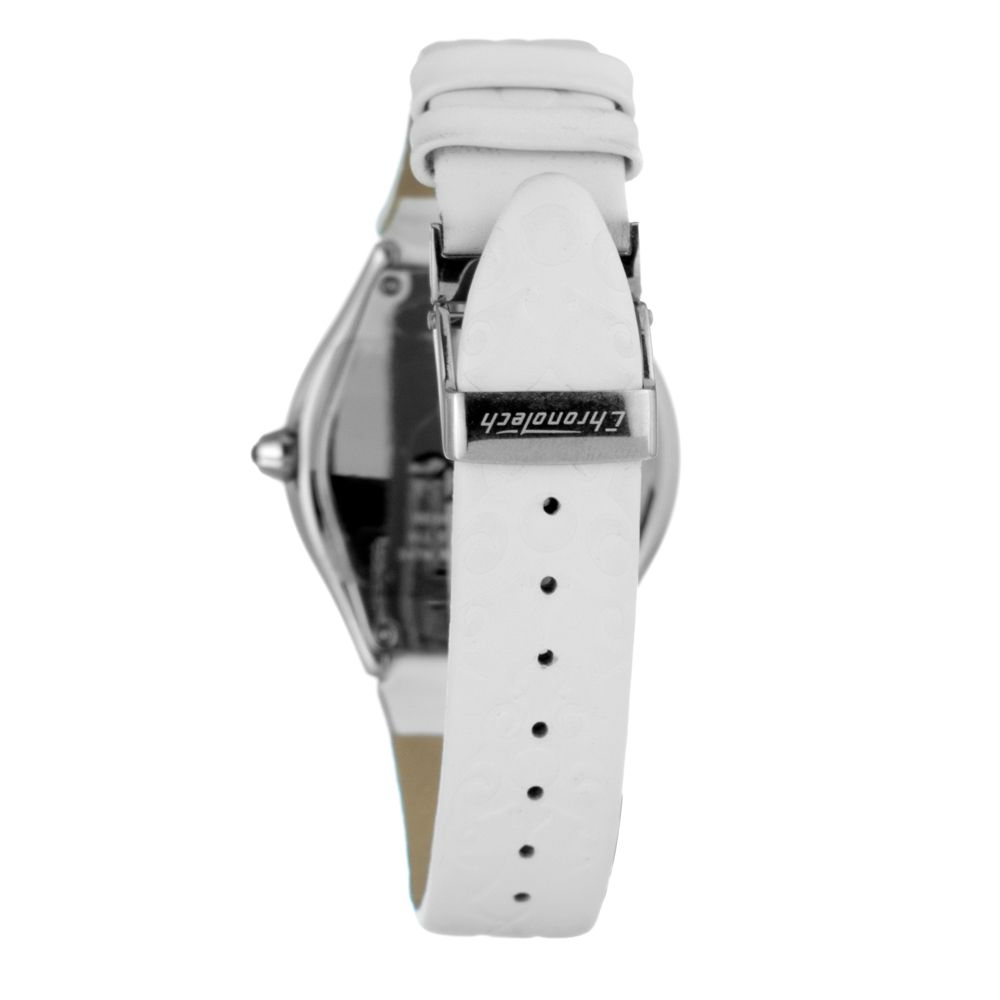 Chronotech Elegante weiße Leder-Armbanduhr