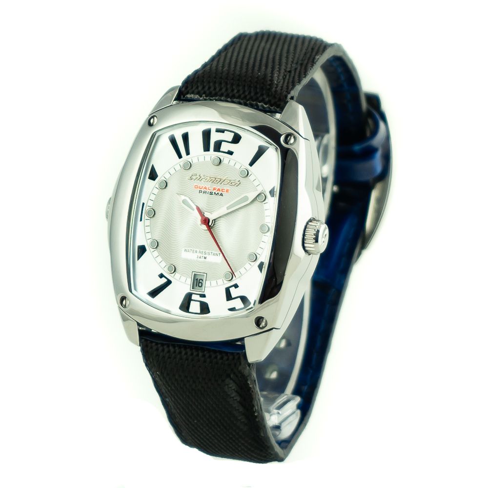 Chronotech Schwarze Leder-Kleidungsuhr