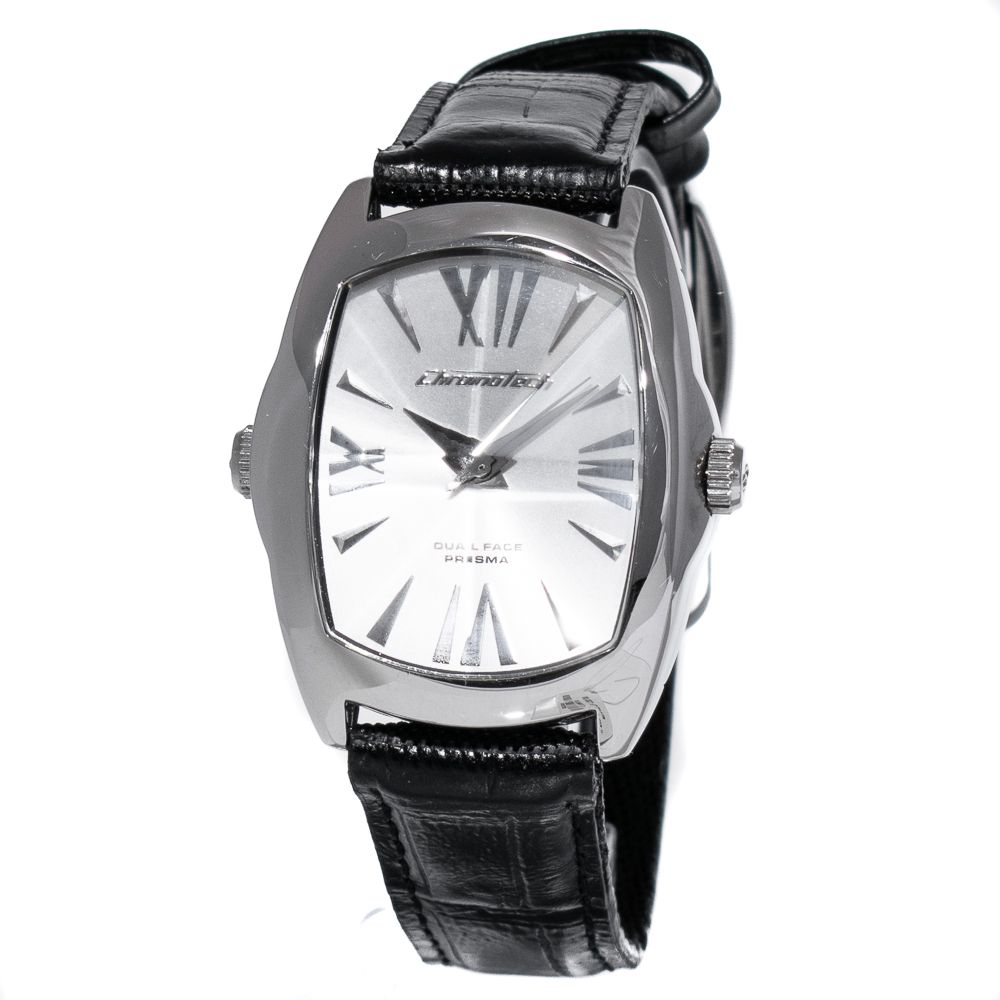 Chronotech Schwarze Leder-Kleidungsuhr