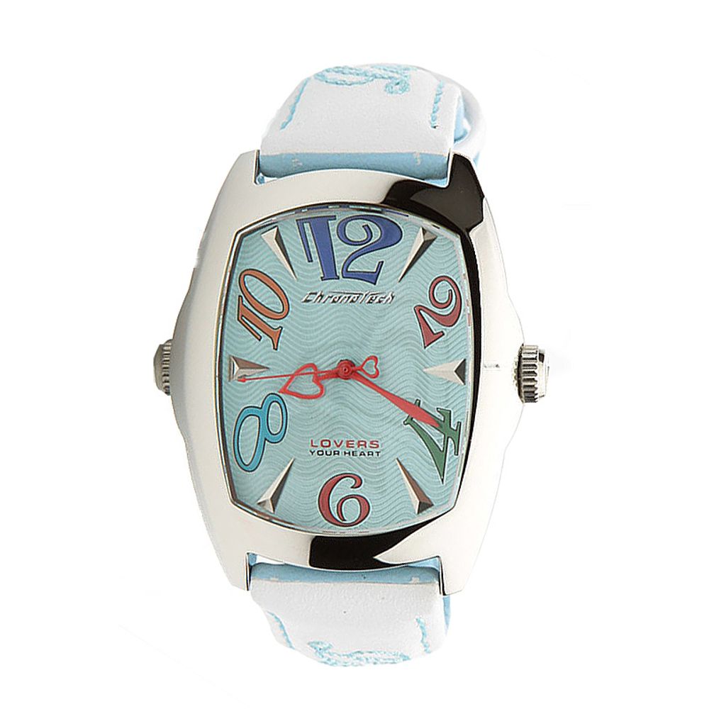 Chronotech Elegante blaue Leder-Armbanduhr