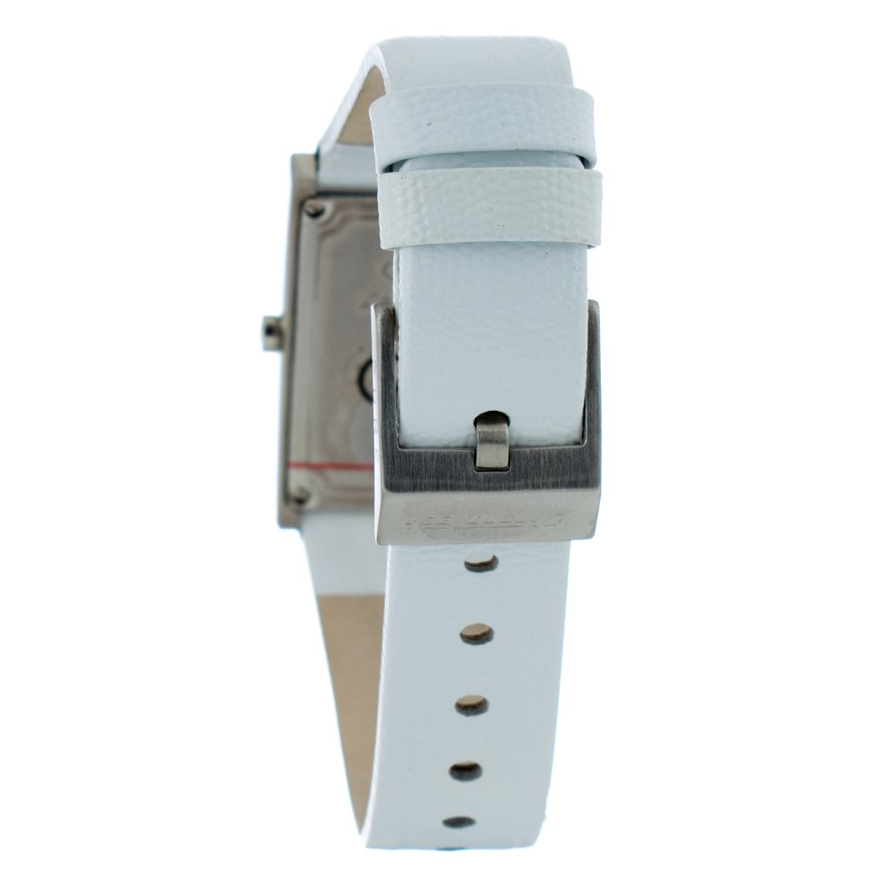 Chronotech Elegante weiße Leder-Armbanduhr
