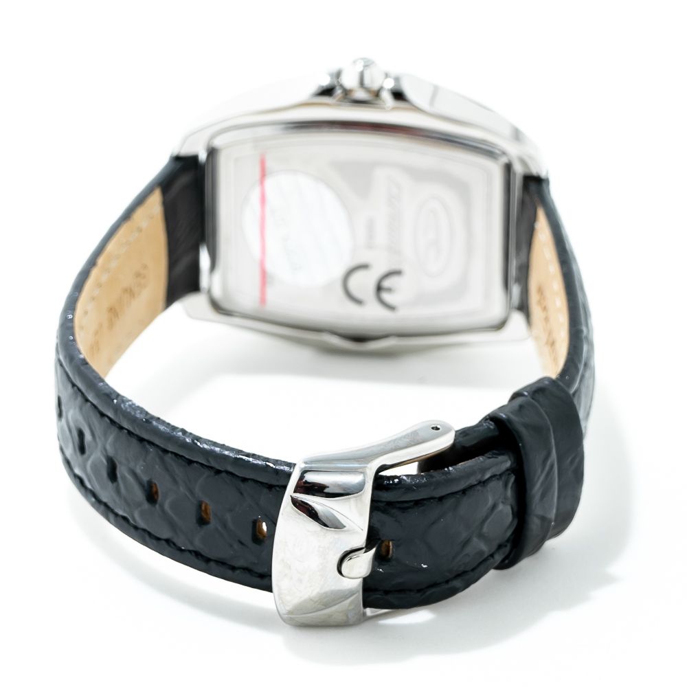 Chronotech Schwarze Leder-Kleidungsuhr