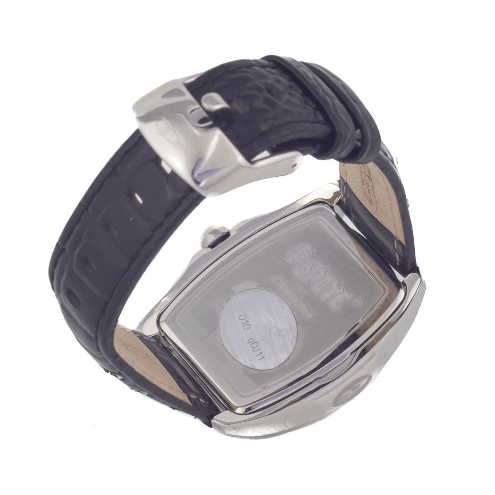 Chronotech Schwarze Leder-Kleidungsuhr